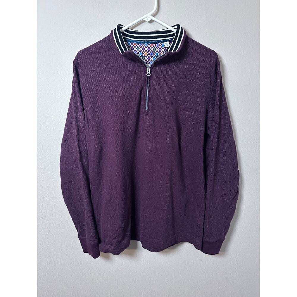 Robert Graham Triple Crown berry size large quarter zip with collar RS206006 CF